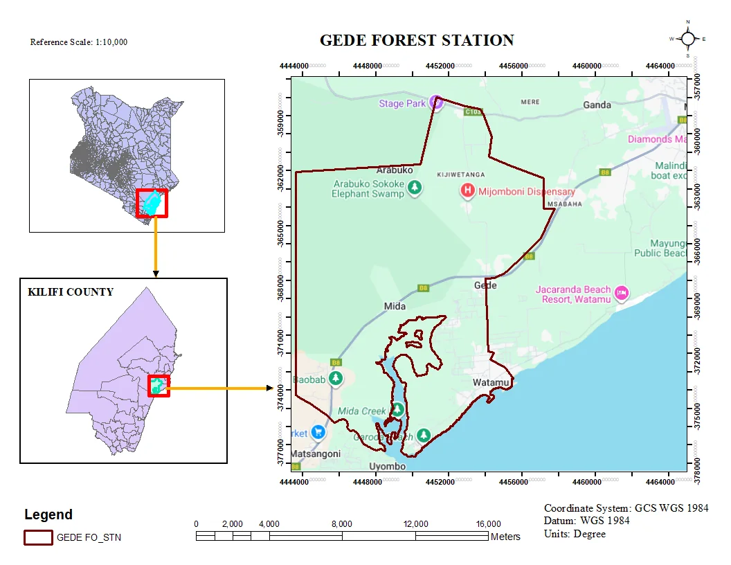 Thematic map of the Gede area