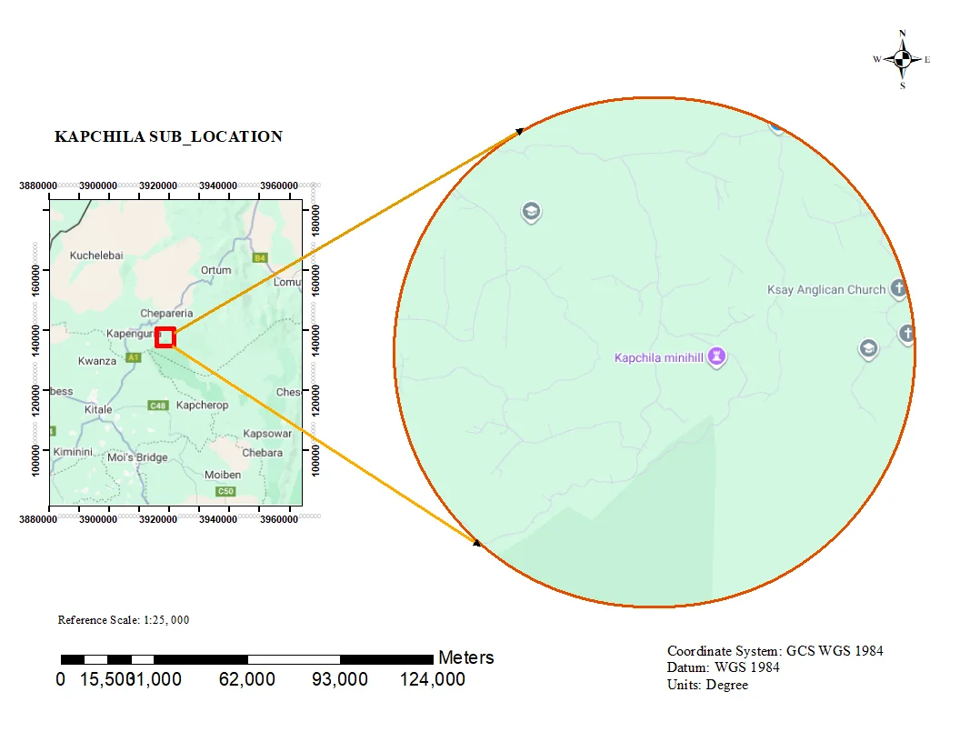 Kapchila sub-location boundary map